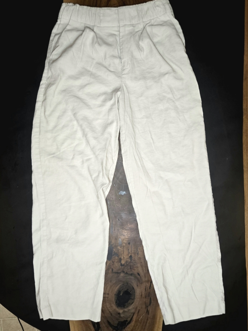 A New Day Cream Elastic-Waist Linen Trousers